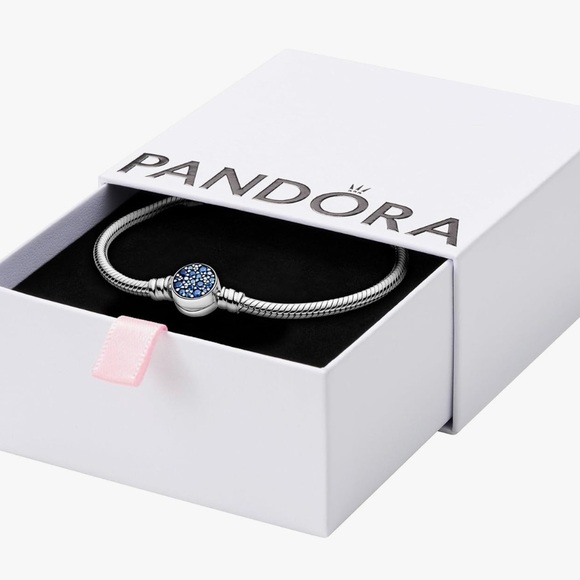 Pandora Sterling Silver and Blue Crystals Bracelet 8 inch - Picture 1 of 7